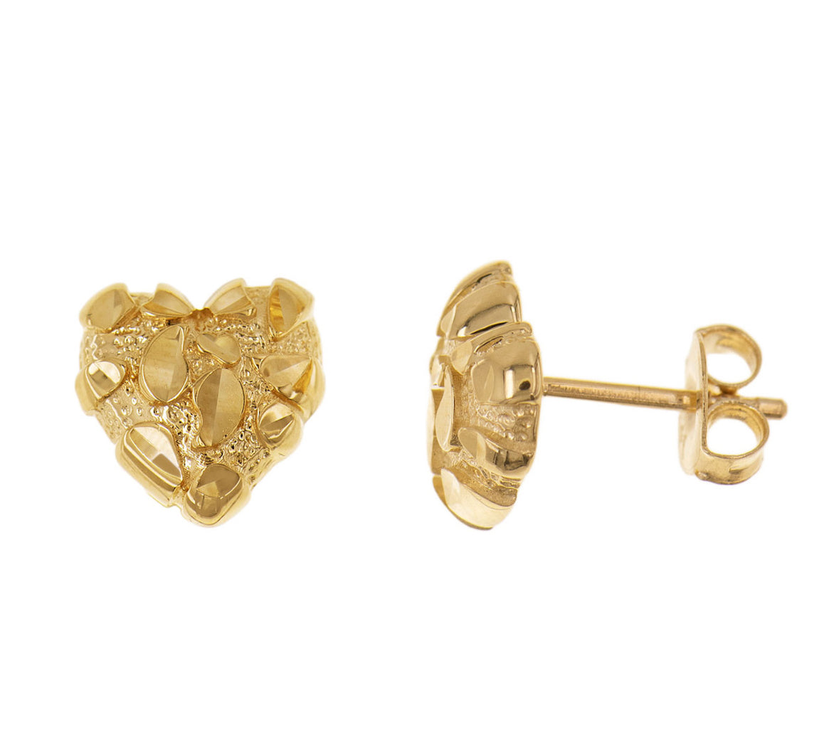 Heart Shaped nugget earrings 14kt gold