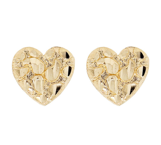 Heart shaped nugget earrings 14kt Gold