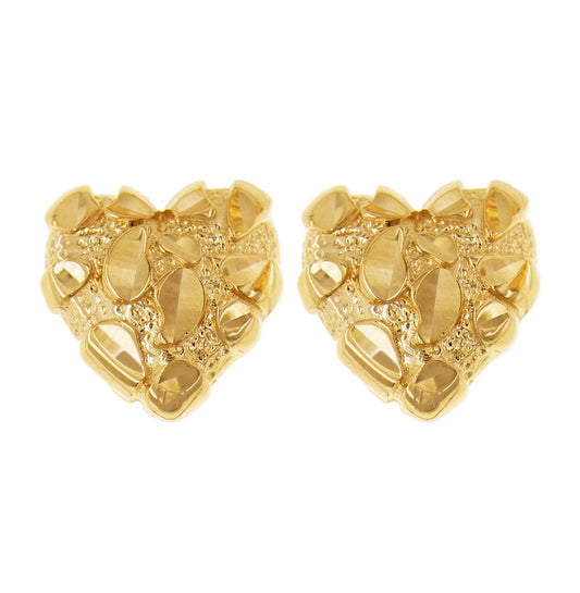 Heart Shaped nugget earrings 14kt gold